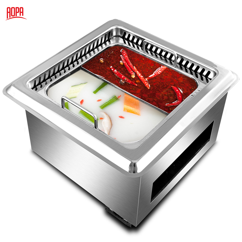 AOPA Square Smokeless Hot Pot Equipment for restaurant dining table WY